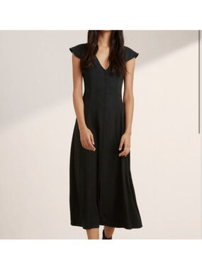 Aritzia Talula Bonsallo Dress Black Button front Midi Dressi